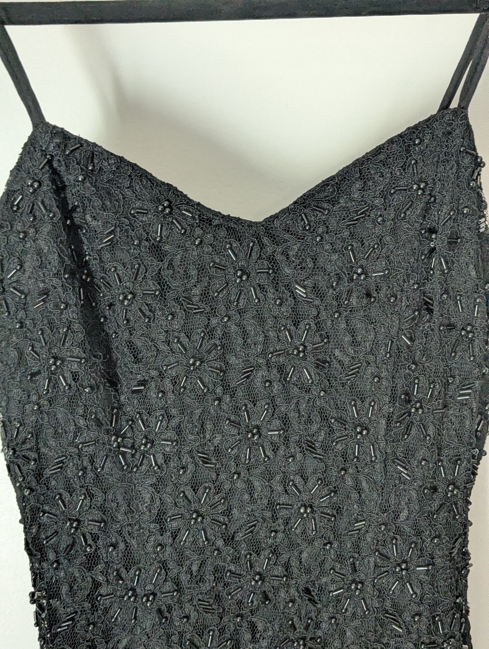 Rampage Black Beaded Lace Mini Dress with Spaghetti Straps - Picture 3 of 3